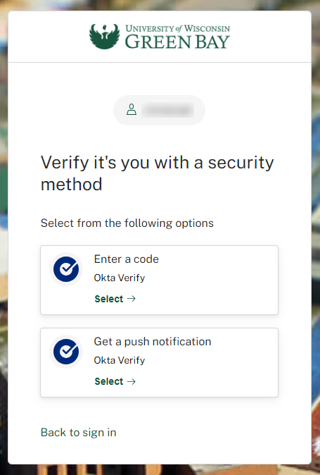 Okta Login Page Choose Security Method
