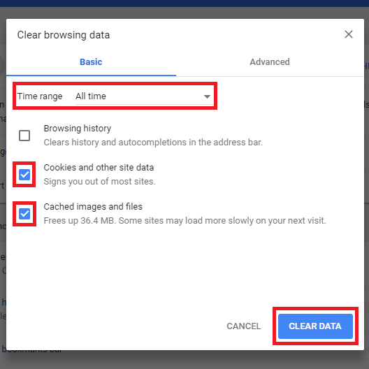 Select boxes and clear data [Chrome 59]