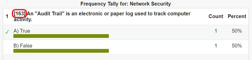 An example of a question in the Frequency Tally section.