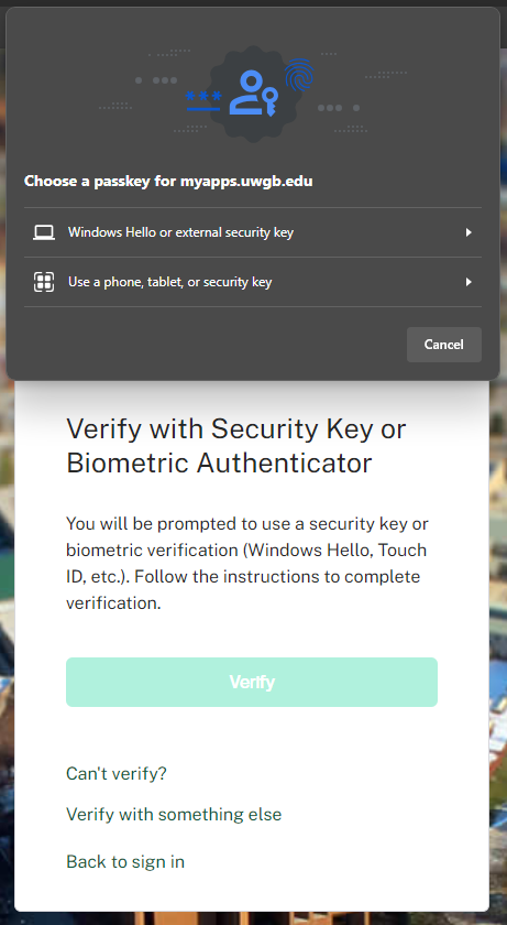 Okta Security Key Windows Choose A Passkey