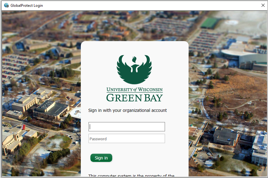 Screenshot of UWGB Login